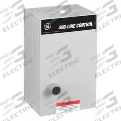 GE Magnetic Motor Starter: Non-Reversing, 3 Poles, NEMA Size 1, 27 A, 480V AC Coil (MPN CR306C104). Key specifications — Brand: GE; Coil Voltage: 480V AC; Phase: Three; Signaling Features: Pilot Light; Thermal Units Required: 3 Melting Alloy Units (Not Included).