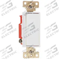 PASS & SEYMOUR Wall Switch: Rocker Switch, 3-Way, Maintained, White, 120/277V AC, 20 A (MPN 2623W). Key specifications — Brand: PASS & SEYMOUR; Illuminated: No; Voltage Rating: 120/277V AC.