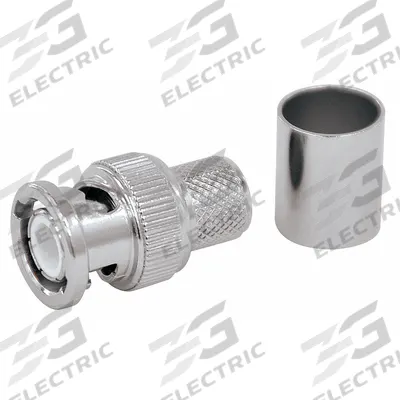 DOLPHIN COMPONENTS CORP Coaxial Connector: Male, Connector, Silver, Crimp-On (3 Piece), BNC - BNC Coaxial Connectors