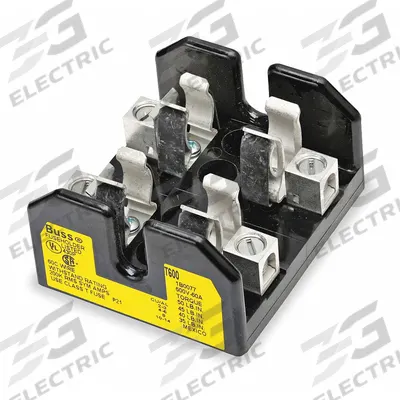 BUSSMANN Fuse Block: Open Block Design, 2 Pole, 600 V AC, Screw - Fuse Blocks for UL Class T Fuses