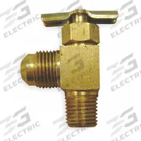 HANSEN Needle Valve: Angle Valve Body, Brass, 1/8 in Pipe Size, Flare x MIP, For Water Media, Flare (MPN 325). Key specifications — For Media: Water; Seal Material: Metal; Brand: HANSEN; Connection Gender - Side 2: Male; Connection Type - Side 1: Flare; Connection Type - Side 2: IPS; Connection Type: Flare x MIP.