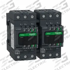 SCHNEIDER IEC Magnetic Contactor: Reversing, 3 Poles, 3NO Contacts, 40 A, 24V AC/48V AC Coil (MPN LC2D40ABNE). Key specifications — Brand: SCHNEIDER; Integrated Surge Suppression: No; Nominal Coil Voltage @ 60Hz: 48V AC.