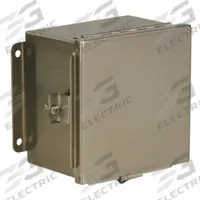 WIEGMANN Enclosure: 304 Stainless Steel, 6 in x 4 in x 4 in, NEMA 12/13/4/4X, Solid Cover, Hinged (MPN BN4060404CHSS). Key specifications — Brand: WIEGMANN; Closure Method: Clamps; Enclosure Material: 304 Stainless Steel; Knockouts: Not Included.