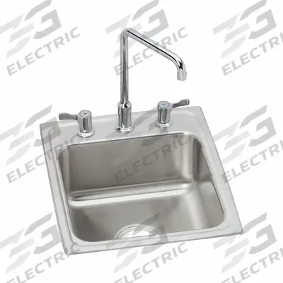 JUST MANUFACTURING Bowl Drop-In Sink: 21 in Overall Lg, 17 in Overall Wd, 6 in Bowl Dp - One-Bowl Counter-Mounted Kitchen & Bar Sinks with Faucets