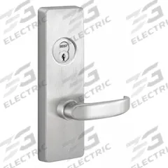 PRECISION Mechanical Exit Device Trim: 36 in Max Door Wd, Stainless Steel (MPN 3R04903DLHRB630). Key specifications — Color: Silver; Product Type: Mechanical Exit Device Trim; Brand: PRECISION; Outside Trim Type: Lever; Exit Device Style: Pull Plate; ADA Compliant: Yes.