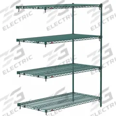 METRO Wire Shelving, Shelf, Metal, Adjustable Shelving: Add-On, 42 in x 24 in, 63 in Overall Ht, Wet (MPN AA556K3). Key specifications — attr14139: Wet; attr15466: Green; attr14146: Epoxy Coated; attr5334: Stainless Steel; attr38284: METRO.