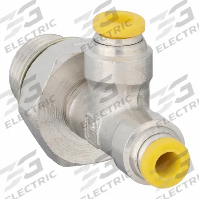PARKER Push-Fit Tee Fitting: 4 mm OD x 4 mm OD x 1/4 in Pipe Size, Brass - Nickel-Plated Brass Tube Fittings