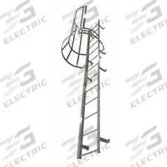 COTTERMAN Fixed Ladder with Safety Cage: 20 ft Overall Ht, 26 in Overall Wd, Steel, 21 Rungs (MPN M21SC L9 C1). Key specifications — Brand: COTTERMAN; Assembly: Assembled; Number of Sections: 3.