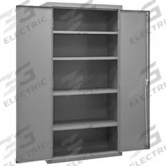 DURHAM MFG Storage Cabinet: 36 in x 18 in x 72 in, Swing Handle & Keyed, 16 ga Panel Thick, Frame (MPN 2602-4S-95). Key specifications — attr62698: Gray; attr62736: Welded; attr87895: Frame; attr62693: Assembled; attr62737: Stationary; attr62694: Adjustable; attr62695: Powder Coated; attr62696: Steel.