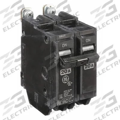 GE Miniature Circuit Breaker: THQB, 20 A, 120/240V AC, Single Phase, 10kA at 120/240V AC - THQB & THHQB Series, Bolt-On GE Miniature Circuit Breakers
