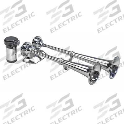 WOLO Electric Horn: 12V DC, High Tone/Low Tone, Electric, Silver, Chrome Plated - Electric-Powered Horns