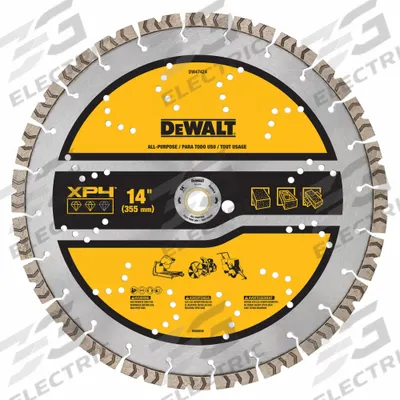 DEWALT Diamond Saw Blade: Block/Brick/Concrete, 14 in Blade Dia., 1 in Arbor Size - Concrete & Asphalt-Cutting Blades