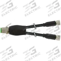 Cordset: M12 Female Right Angle X Bare Wire, 4 Pins, Yellow, PVC, 3 m Cable Lg, 4 A Max Current (A) (MPN 7000-12421-0140300). Key specifications — Cable Jacket Color: Yellow; End 1 Gender: Female; End 1 Mounting Orientation: Right Angle; End 2 Connection Type: Bare Wire; IP Rating: IP66K; Brand: MURRELEKTRONIK; Wire Size: 22 AWG; Cable Jacket Material: PVC.