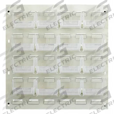 QUANTUM STORAGE SYSTEMS Louvered Panel: 20 in x 18 in x 1/4 in, 1 Sides, 16 Bins - Wall-Mount Louvered Panels with Bins