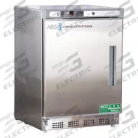 AMERICAN BIOTECH SUPPLY Lab Refrigerator: 4.5 cu ft, Undercounter, 1°C to 10°C, 24 1/2 in Overall Dp (MPN ABT-HC-UCBI-0404SS-LH). Key specifications — Door Opening Style: Left; Color: Silver; Alarm Type: Temperature; Manufacturer Part Number: ABT-HC-UCBI-0404SS-LH; Brand: AMERICAN BIOTECH SUPPLY; Product Type: Lab Refrigerator; Door Type: Swing Solid; Refrigerant Type: R-600a.