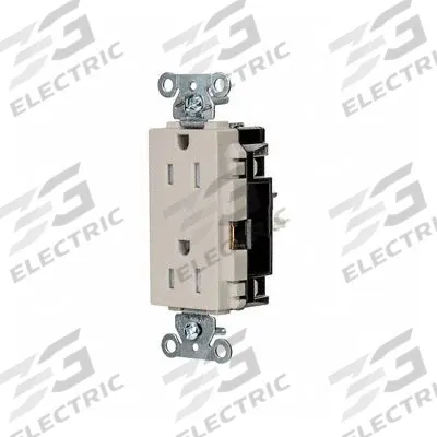 HUBBELL Receptacle: Decorator Duplex, 5-15, Light Almond, 125V AC, 15 A - General Purpose Receptacles