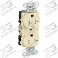 HUBBELL Receptacle: Duplex, 5-20, Ivory, 125V AC, 20 A, 2 Pole / 3 Wire (MPN BR20ITR)