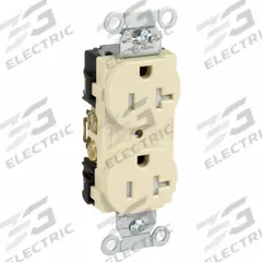 HUBBELL Receptacle: Duplex, 5-20, Ivory, 125V AC, 20 A, 2 Pole / 3 Wire (MPN BR20ITR)