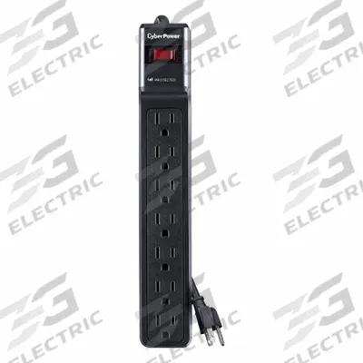 CYBER POWER Outlet Strip: 7 Outlets, 6 ft Cord Lg, 1,800 J Rated Energy, 15 A Current - General Purpose Surge Protectors