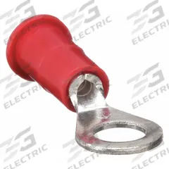 3M Ring Terminal: Red, Vinyl Insulation, #6 Stud Size, 22 AWG to 18 AWG Wire Sizes, 1,000 V (MPN MVU18-6R/SX). Key specifications — attr1308027: 3M.