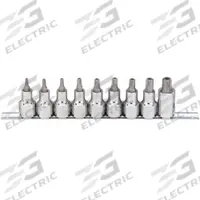 WESTWARD Socket Bit Set: 1 - 25 Pieces, 1/2 in Drive Size, 9 Pieces, T25 to T60 Tip Size Range, Torx (MPN 54TN57). Key specifications — attr1216280: Fixed Insert; attr1216283: WESTWARD; attr1225718: T25 to T60; attr1227491: 1/2 in.
