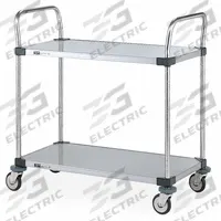 METRO Utility Cart: 375 lb, 36 in L x 24 in W Shelf, 36 in L x 24 in W x 38 in H Overall Dim, Silver (MPN MW108). Key specifications — Caster/Wheel Configuration: (4) Swivel; Brand: METRO; Caster Wheel/Tread Material: Rubber.