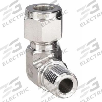 PARKER Compression Fitting Elbow: 3/8 in OD x 1/4 in Pipe Fitting Size - Double-Ferrule Stainless Steel Fittings