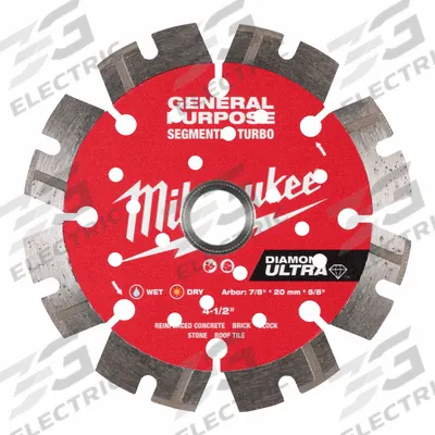MILWAUKEE Diamond Saw Blade: Block/Brick/Pavers/Rebar/Stone, 4 1/2 in Blade Dia. - Multi-Material Blades