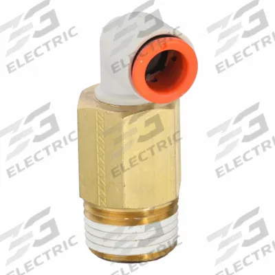 SMC Push-Fit Elbow Fitting: 5/16 in OD x 3/8 in Pipe Size, Push-to-Connect x MNPT - Polybutylene & Brass Tube Fittings