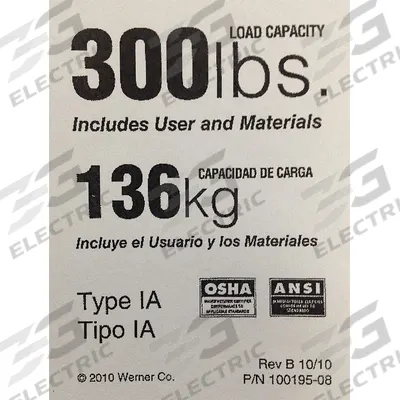 WERNER Duty Rating Label Replacement - Material Handling Parts
