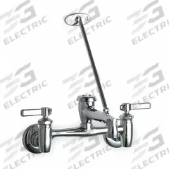CHICAGO FAUCETS Straight Service Sink Faucet: Wall, Widespread, Cast Brass, Polished Chrome, Arc (MPN 897-CP). Key specifications — Color/Finish: Polished Chrome; Includes: Pail Hook.