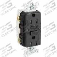 HUBBELL GFCI Receptacle: Duplex, 5-15, Black, GFCI, 125V AC, 15 A, 2 Pole / 3 Wire (MPN GFRTR15BLK)