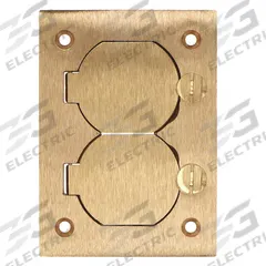 HUBBELL WIRING DEVICE-KELLEMS Floor Box Cover: Rectangular, Gold, Brass, Brushed (MPN S3825). Key specifications — Brand: HUBBELL WIRING DEVICE-KELLEMS; Color: Gold; Cover Shape: Rectangular; Finish: Brushed; Material: Brass.
