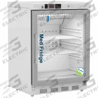 AMERICAN BIOTECH SUPPLY Pharmacy Refrigerator: 4.6 cu ft, Undercounter, 1°C to 10°C, Swing Glass (MPN PH-ABT-NSF-UCBI-0404G). Key specifications — Door Opening Style: Right; Color: White; Alarm Type: Temperature; Manufacturer Part Number: PH-ABT-NSF-UCBI-0404G; Brand: AMERICAN BIOTECH SUPPLY; Product Type: Pharmacy Refrigerator; Door Type: Swing Glass; Refrigerant Type: R-600a.