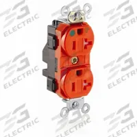 LEVITON Receptacle: Hospital Grade Fed. Spec., Duplex, 5-20R, Orange, 125V AC, 20 A, 2 Pole / 3 Wire (MPN MT830-IG)