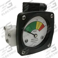 MIDWEST INSTRUMENT 3-Color Differential Pressure Indicator: 1,000 psig Max. Static Pressure, 522 (MPN 522P-005-LE). Key specifications — Brand: MIDWEST INSTRUMENT; Accuracy: ±5% of Full Scale; Sensor Material: Buna-N; Housing Material: Acetal Plastic; Transition Points: 0 psid to 3 psid (Green) / 3 psid to 4 psid (Yellow) / 4 psid to 5 psid (Red).