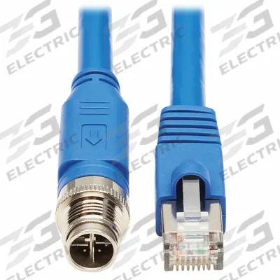 EATON TRIPP LITE Ethernet Cable: 6.6 ft Lg, X Coding, M12 Male Straight x RJ45 Male Straight - M12 Connector to RJ45 Connector Power over Ethernet (PoE) Cordsets