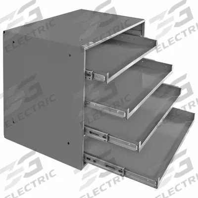 DURHAM MFG Sliding Drawer Cabinet Frame: 20 in x 12 1/2 in x 15 in, For 4 Drawers - Customizable Large Compartmented-Box Cabinets