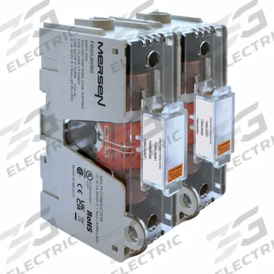 MERSEN Fuse Block: Open Block Design, 2 Pole, 600 V AC - Fuse Blocks for UL Class J Fuses