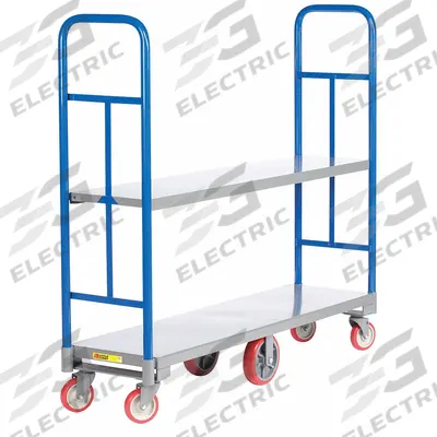 LITTLE GIANT Platform Truck: 2,000 lb, 60 in L x 16 in W x 10 in H Deck, Solid, 12 ga Deck - Tall-Handle Platform Trucks for Confined Spaces
