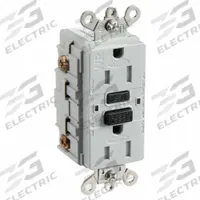 HUBBELL GFCI Receptacle: Duplex, 5-15, Gray, GFCI, 125V AC, 15 A, 2 Pole / 3 Wire (MPN GFSG5262GRY)
