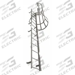 COTTERMAN Fixed Ladder with Safety Cage: 22 ft Overall Ht, 26 in Overall Wd, Steel, 23 Rungs (MPN M23SC L10 C1). Key specifications — Brand: COTTERMAN; Assembly: Assembled; Number of Sections: 4.
