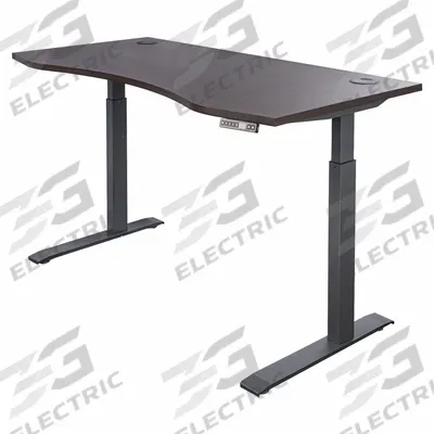 MOTIONWISE Electric Sit-Stand Desk: Walnut, Particle Board, 60 in Overall Wd - Programmable Adjustable-Height Desks