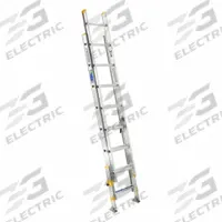 WERNER Extension Ladder: 16 ft Ladder Size, Aluminum, 250 lb Load Capacity, 32 lb Wt, 2 Sections (MPN D1816-2EQ). Key specifications — Color: Silver; Brand: WERNER; Included Features: Leg Levelers; Removable Fly: Removable.