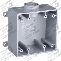 CANTEX Electrical Box: PVC, Rectangular, 2 Gangs, 1/2 in Hub Size, 37.3 cu in Capacity, Gray (MPN 5133380). Key specifications — Color: Gray; Brand: CANTEX.