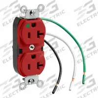 LEVITON Duplex Receptacle/Oultet, 20 Amp: Hospital Grade, Duplex, 5-20R, Red, 125V AC, 20 A (MPN 8300-LR)