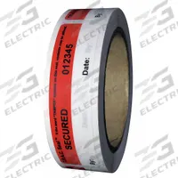 NOVAVISION INC Tamper Evident Tape: 0 in Tape Thick, Red/White, 1 in x 4 in, 250 PK (MPN ZS48-29RWSN-250). Key specifications — Message: T.R.A.C. Seal, If word "TAMPER" appears on this seal, content may be pilfered., SECURED, Serial Number. By:, Date; Brand: NOVAVISION INC.