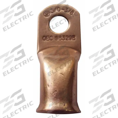 WESTWARD Lug: Crimpable Side Terminal, Crimp/Solder, Copper, 6 ga, 1/4 in Stud Size - Crimpable Side Terminal Lugs