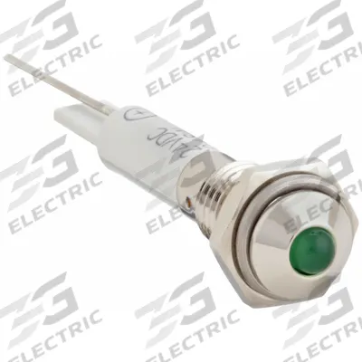 APPROVED VENDOR Raised Panel Light: 6 mm Panel Mounting Hole Dia, LED, Green, Raised Head - LED Indicator Pilot Lights