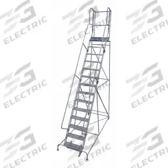 COTTERMAN Rolling Ladder: 5.8 ft Platform Ht, Unassembled, Steel, Manual Lock, Serrated (MPN 1X07R2632A3E30B4W4C1P4). Key specifications — Includes Handrails: Handrails Included; Material: Steel; Brand: COTTERMAN; Color: Gray.
